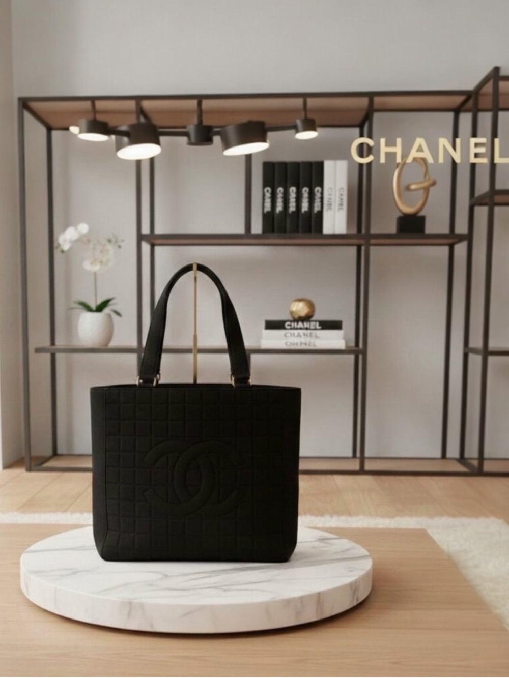 Authenticated Chanel Black Chocolate Bar Tote